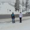 Amy and Amanda wisely staying away from the snow